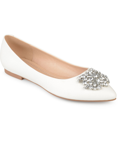 Shop Journee Collection Women's Renzo Jeweled Flats In Ivory