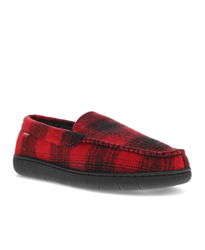 Shop Levi's Men's Fields Buffalo Memory Foam Slippers In Charcoal/red
