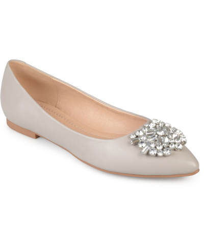 Shop Journee Collection Women's Renzo Jeweled Flats In Gray