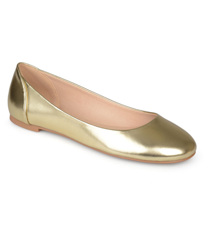 Shop Journee Collection Women's Comfort Ballet Kavn Flats In Gold