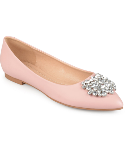 Shop Journee Collection Women's Renzo Jeweled Flats In Pink