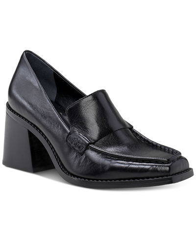 Shop Vince Camuto Women's Segellis Block-heel Tailored Loafers In Black