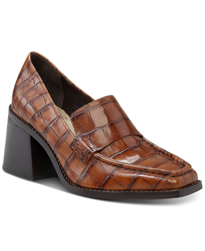 Shop Vince Camuto Women's Segellis Block-heel Tailored Loafers In Brandy