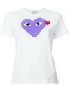 Comme Des Garçons Play White & Purple Large Double Heart T-shirt