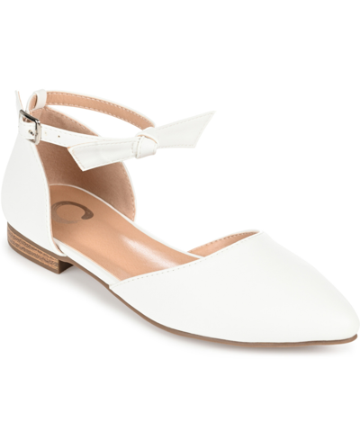 Shop Journee Collection Women's Vielo Bow Ankle Strap Flats In White