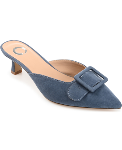 Shop Journee Collection Women's Vianna Buckle Slip On Heels In Blue