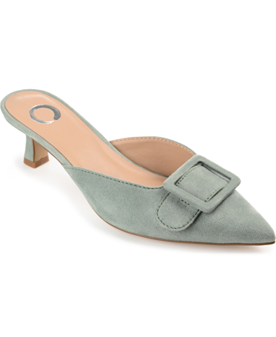 Journee Collection Womens Vianna Kitten Heel Mules Pointed Toe Pumps In Sage