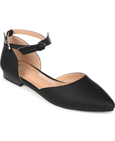 Shop Journee Collection Women's Vielo Bow Ankle Strap Flats In Black