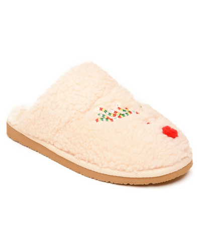 Shop Minnetonka Little Girls Reindeer Cami Scuff Slippers In Cream