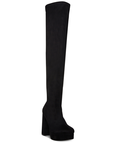 Shop Madden Girl Women's Orin Platform Over-the-knee Stretch Boots In Black