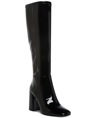 Shop Madden Girl Women's Winslow Block-heel Stretch Dress Boots In Black Patent