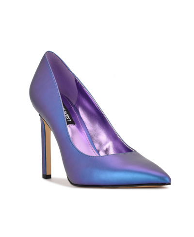 Shop Nine West Women's Tatiana Stiletto Pointy Toe Dress Pumps Women's Shoes In Metallic Purple/multi