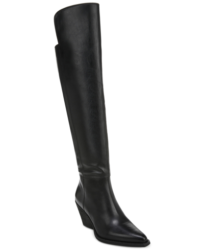 Shop Zodiac Women's Ronson Over-the-knee Wide-calf Cowboy Boots In Black Leather