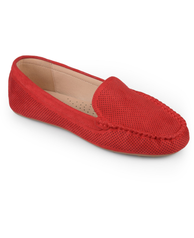 Shop Journee Collection Women's Halsey Perforated Loafers In Red
