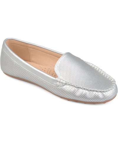 Shop Journee Collection Women's Halsey Perforated Loafers In Silver