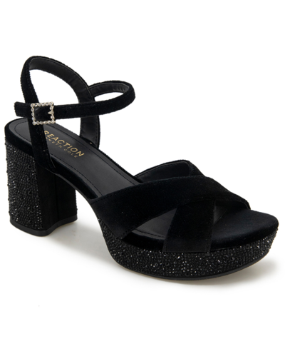 Shop Kenneth Cole Reaction Women's Reeva Criss-cross Platform Dress Sandals In Black