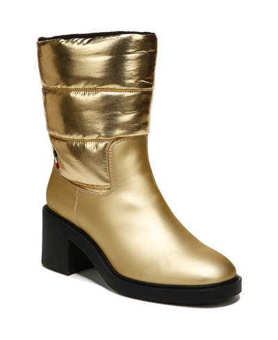 Shop Franco Sarto Snow Mid Shaft Boots Women's Shoes In Gold Faux Leather/fabric