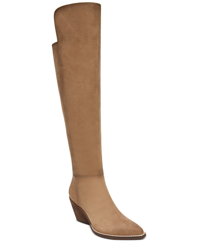 Shop Zodiac Women's Ronson Over-the-knee Wide-calf Cowboy Boots In Latte Suede