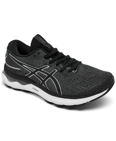 Shop Asics Women's Gel-nimbus 24 Running Sneakers From Finish Line In Black/pure Silver-tone