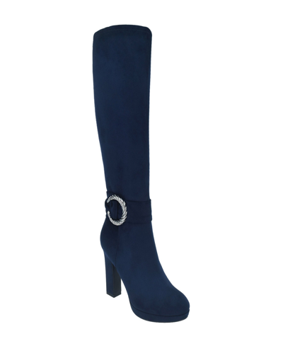Shop Impo Women's Ovidia Stretch Platform Boots In Midnight Blue
