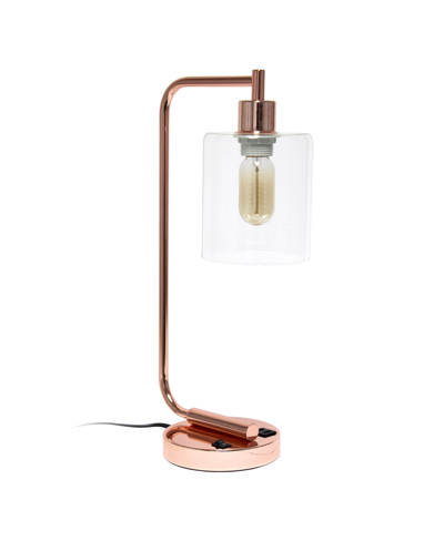 Shop Lalia Home Modern Desk Lamp With Usb Port And Glass Shade In Rose Gold-tone