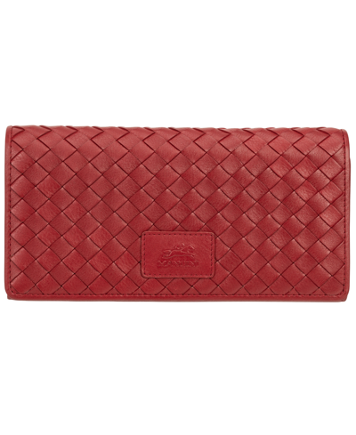 Mancini Women's Basket Weave Collection Rfid Secure Trifold Wallet In Red