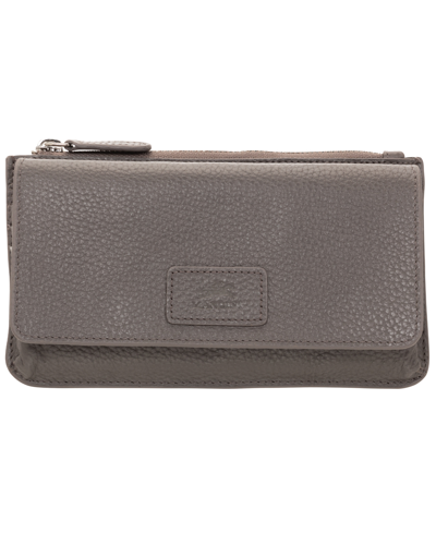 Shop Mancini Women's Pebbled Collection Rfid Secure Crossbody Wallet In Gray