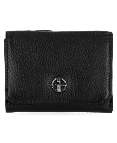 Shop Giani Bernini Softy Leather Trifold Wallet, Created For Macy's In Black/silver