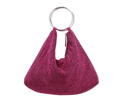 Nina Crystal Handle Feather Pouch - Pearl Rose main image 1