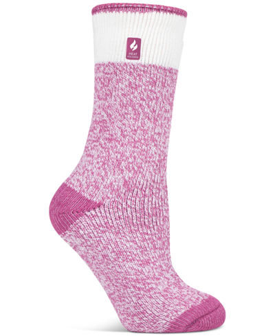 Shop Heat Holders Women's Lite Willow Block Twist Crew Socks In Pink
