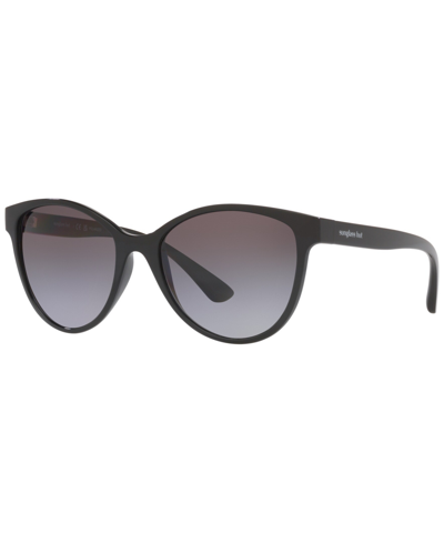 Shop Sunglass Hut Collection Women's Polarized Sunglasses, Hu202155-yp In Shiny Black