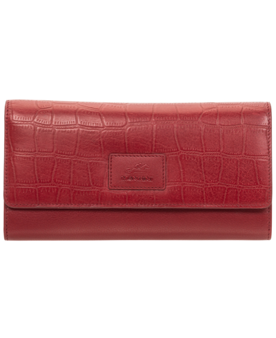 Shop Mancini Women's Croco Collection Rfid Secure Quadruple Fold Wallet In Red