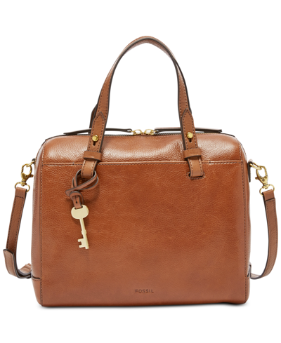 Shop Fossil Rachel Small Leather Satchel In Brown Gold