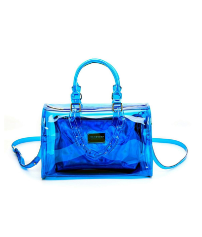 Shop Like Dreams Clear Chain Barrel Handbag In Blue