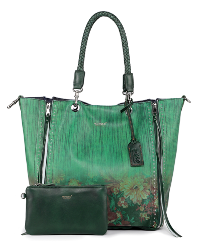 Shop Old Trend Women's Barracuda Hand Painted Clasp Closure Tote Bag In Kale