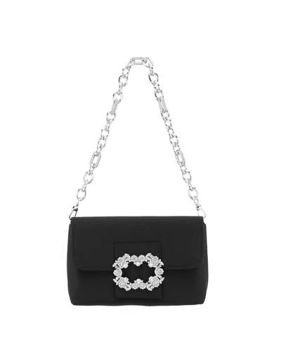 Shop Nina Women's Baguette Bag With Crystal Buckle Handbag In Black