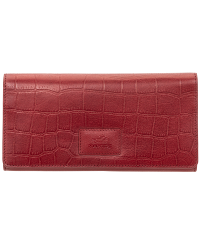 Shop Mancini Women's Croco Collection Rfid Secure Trifold Wallet In Red