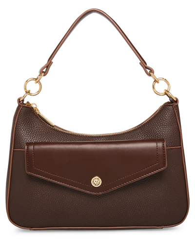 Shop Anne Klein Women's Top Zip Shoulder Bag With Pouch In Brown