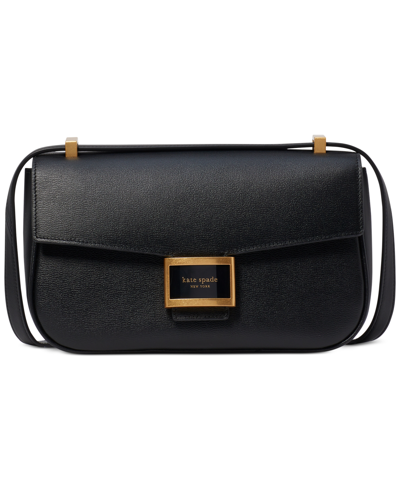 Shop Kate Spade Katy Textured Leather Medium Convertible Shoulder Bag In Black