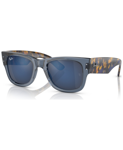 Shop Ray Ban Mega Wayfarer 51 Unisex Sunglasses In Transparent Dark Blue