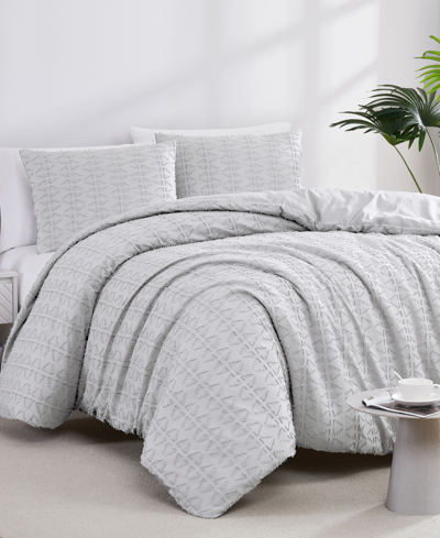 Southshore Fine Linens Dhara 2 Piece Textured Duvet Cover Set, Twin/twin Xl In Light Gray