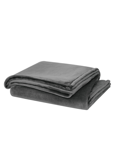 Shop Cannon Solid Plush Blanket, Twin Xlong In Gray