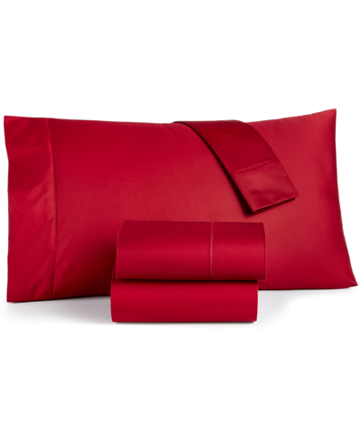 Charter Club Damask Solid 100% Supima Cotton 550 Thread Count 3 Pc. Sheet Set, Twin, Created For Macy's Bedding In Pomegranate