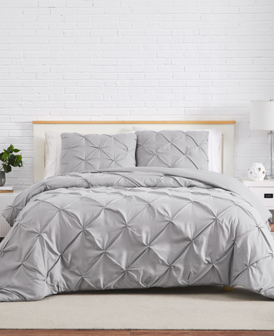 Shop Southshore Fine Linens Pintuck 2 Piece Duvet Cover And Sham Set, Twin/twin Xl In Gray