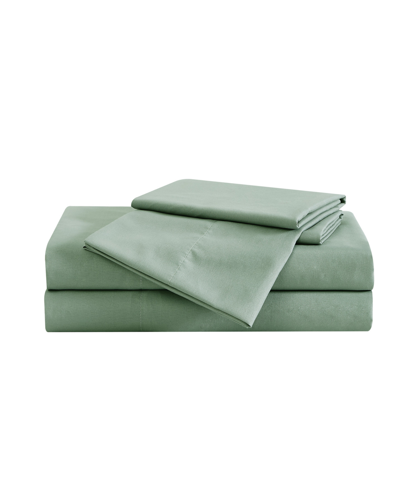 Shop London Fog Garment Wash Solid 4 Piece Sheet Set, Twin Xl In Green