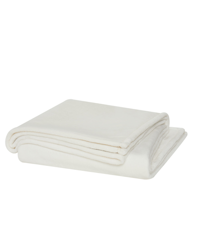 Shop Cannon Solid Plush Blanket, Twin Xlong In Ivory