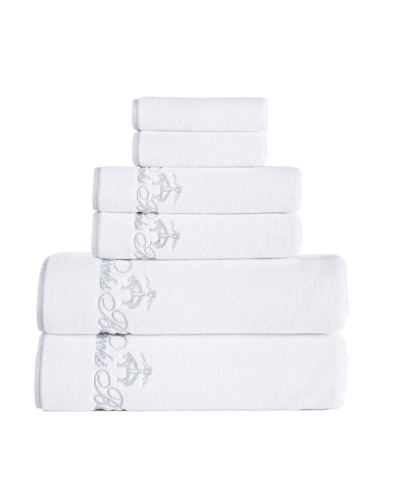 Shop Brooks Brothers Contrast Frame 6 Piece Turkish Cotton Towel Set In White