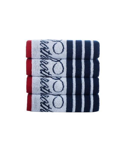 Shop Brooks Brothers Nautical Blanket Stripe 4 Piece Turkish Cotton Hand Towel Set In White