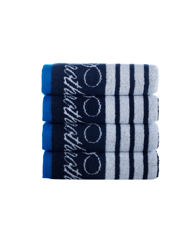 Shop Brooks Brothers Nautical Blanket Stripe 4 Piece Turkish Cotton Hand Towel Set In Navy