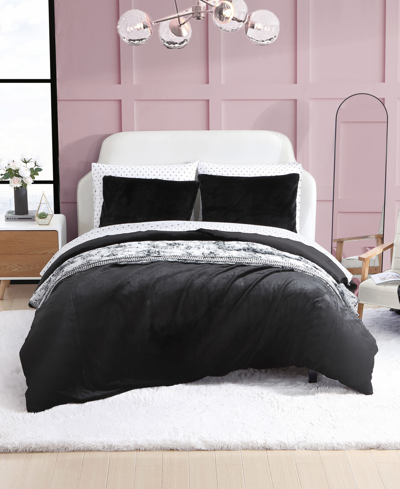 Shop Betsey Johnson Solid Black Faux Fur 2 Piece Duvet Cover Set, Twin